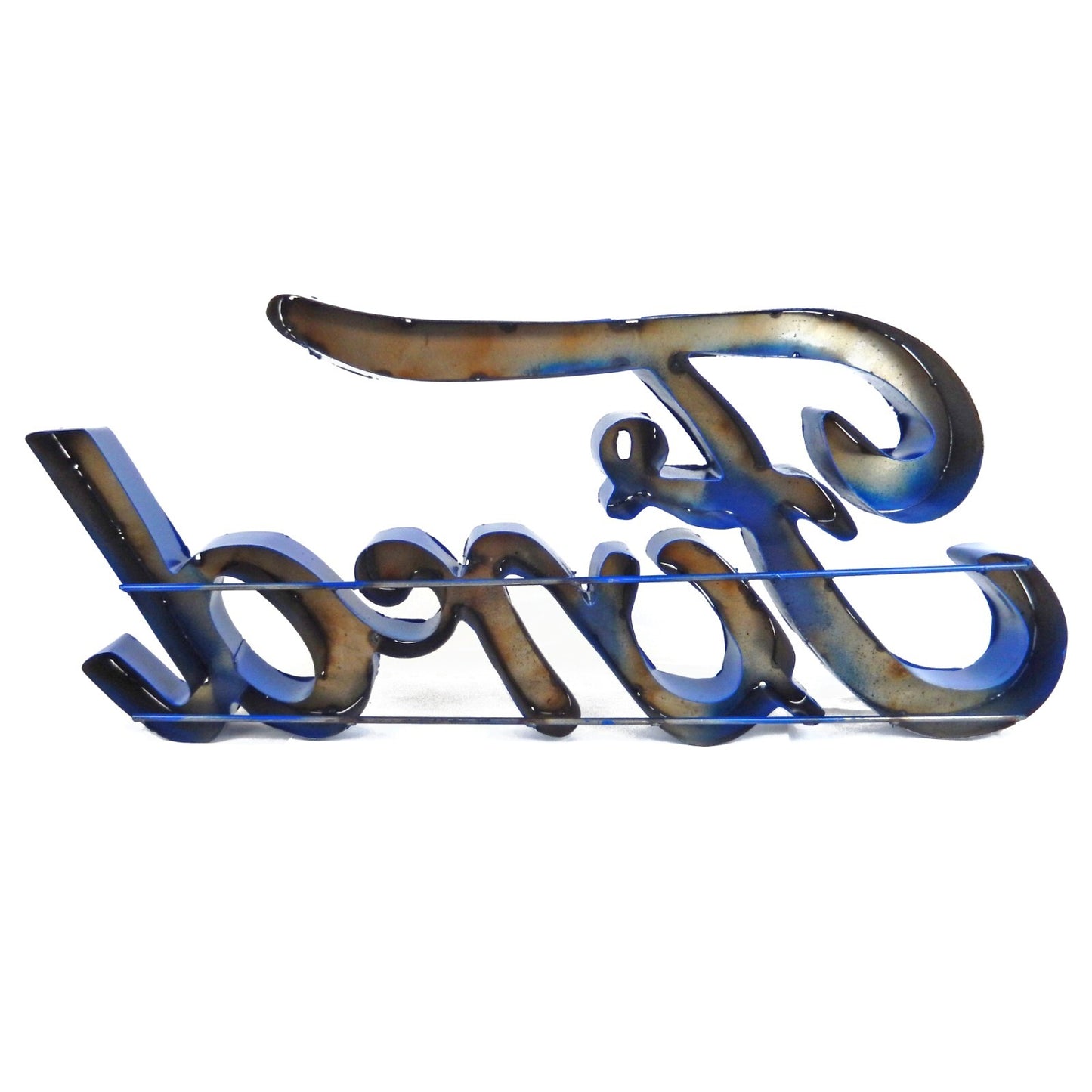 Large Recycled Metal Cursive Blue Ford Logo Garage Wall Decor Sign 22 in