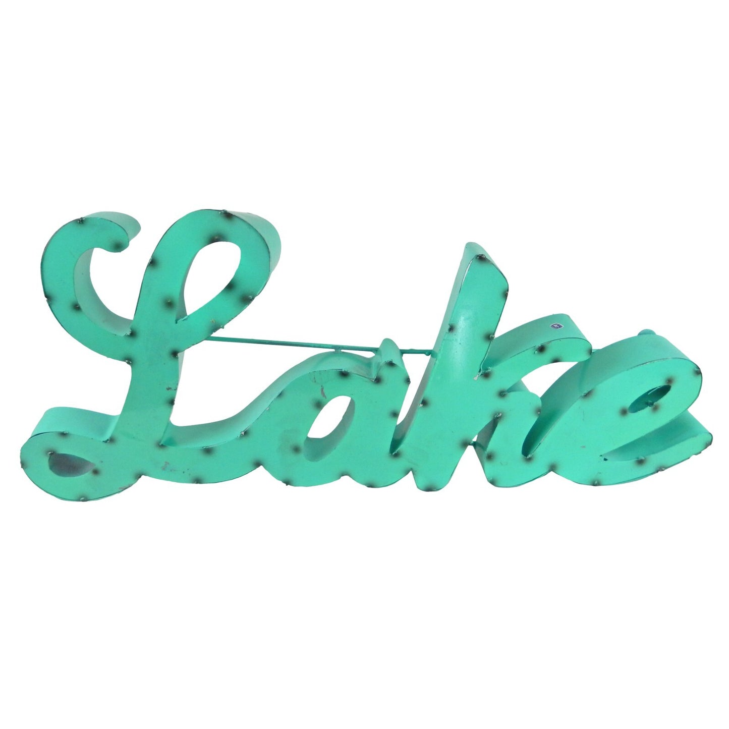 XL Lake House Recycled Metal Wall Decor Sign Colorful Shelf Sitter 27 x 11 inch