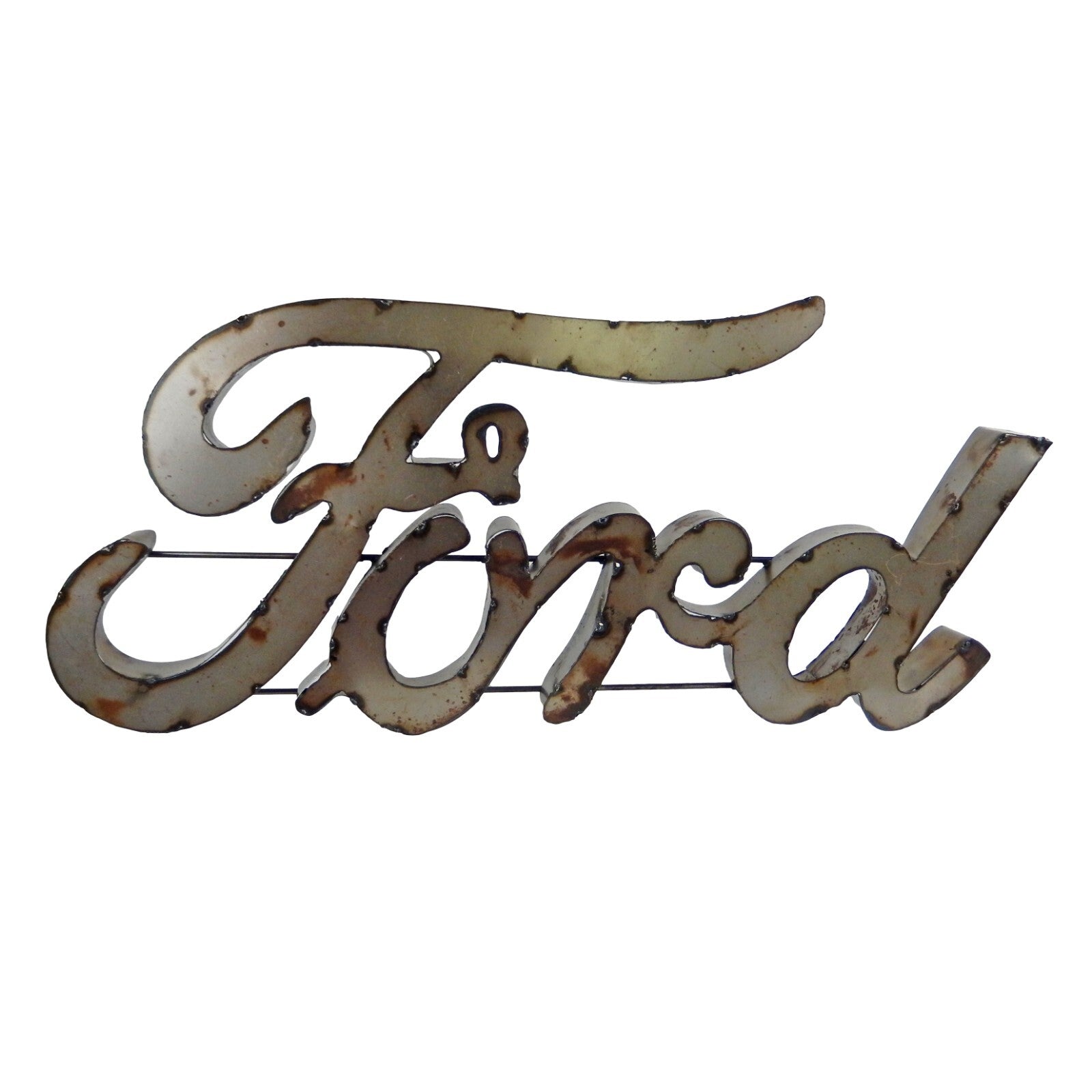 Large Recycled Metal Cursive Ford Logo Garage Wall Decor Sign Rustic R ...