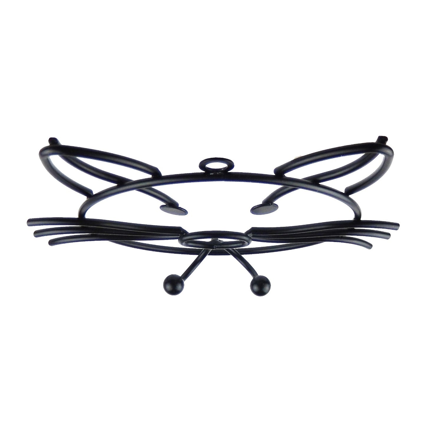 Black Metal Wire Cat Head Double Wall Hook Key Towel Coat Hanger 6 inch Tall