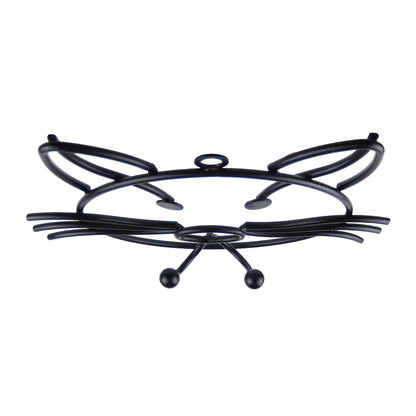 Black Metal Wire Cat Head Double Wall Hook Key Towel Coat Hanger 6 inch Tall