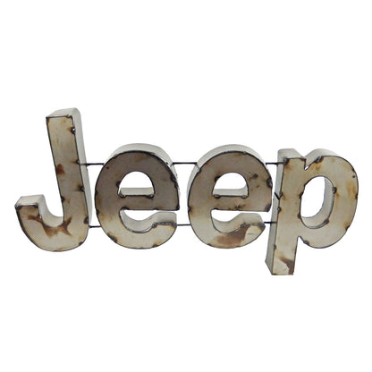 Large Recycled Metal Jeep Logo Garage Wall Decor Sign Rustic Retro 24 1/2 inch