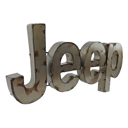 Large Recycled Metal Jeep Logo Garage Wall Decor Sign Rustic Retro 24 1/2 inch