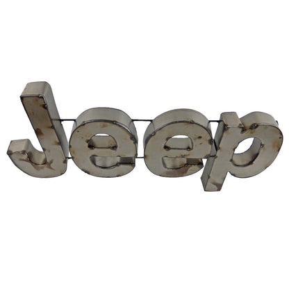 Large Recycled Metal Jeep Logo Garage Wall Decor Sign Rustic Retro 24 1/2 inch