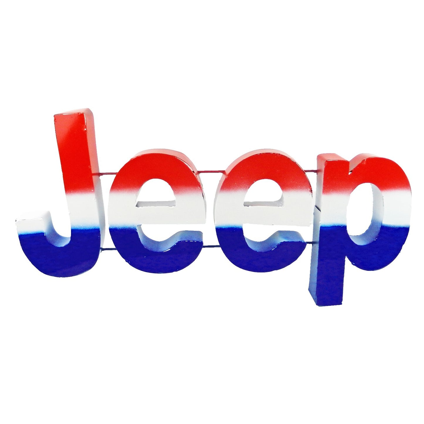 Large Patriotic Red White Blue Recycled Metal Jeep Wall Decor Sign  24 1/2 inch