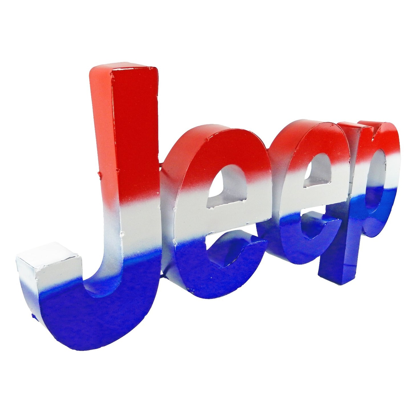 Large Patriotic Red White Blue Recycled Metal Jeep Wall Decor Sign  24 1/2 inch