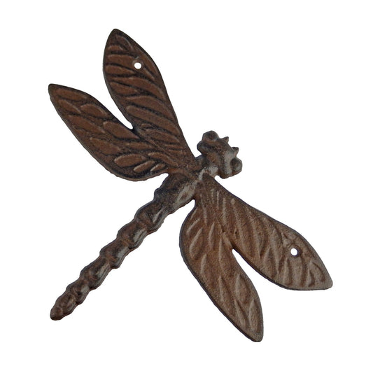 Cast Iron Dragonfly Wall Decor Plaque Antique Brown Finish Heavy Duty