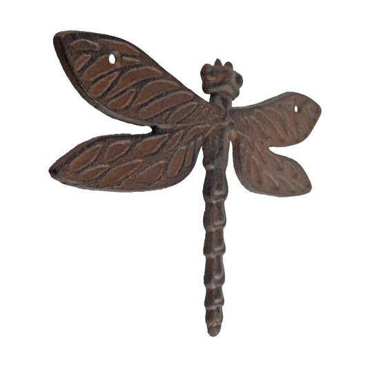 Cast Iron Dragonfly Wall Decor Plaque Antique Brown Finish Heavy Duty
