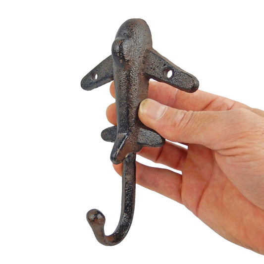 Cast Iron Airplane Wall Hook  Key Towel Coat Hanger Aviation Decor Brown 6 inch