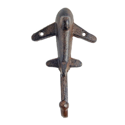 Cast Iron Airplane Wall Hook  Key Towel Coat Hanger Aviation Decor Brown 6 inch