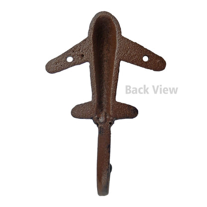Cast Iron Airplane Wall Hook  Key Towel Coat Hanger Aviation Decor Brown 6 inch