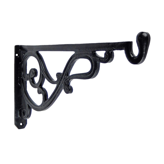 XL Heavy Duty Cast Iron Scrolls Plant Hanger Bracket Basket Hook Black 14 inch