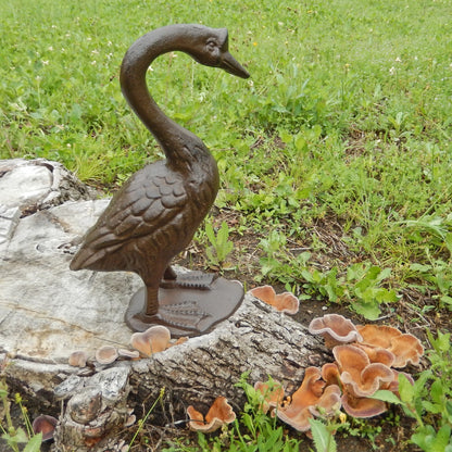 Large Cast Iron Goose Figurine Statue Garden Yard Pond Fountain Decor 12.5 inch