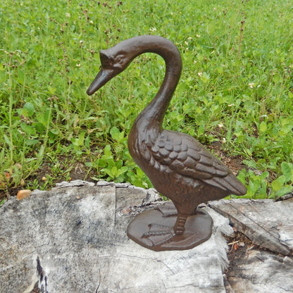Large Cast Iron Goose Figurine Statue Garden Yard Pond Fountain Decor 12.5 inch
