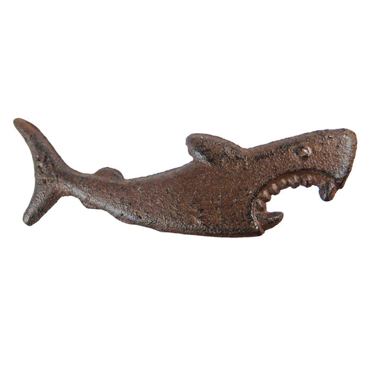 Cast Iron Shark Teeth Handheld Beer Bottle Opener Nautical Beach Decor Brown