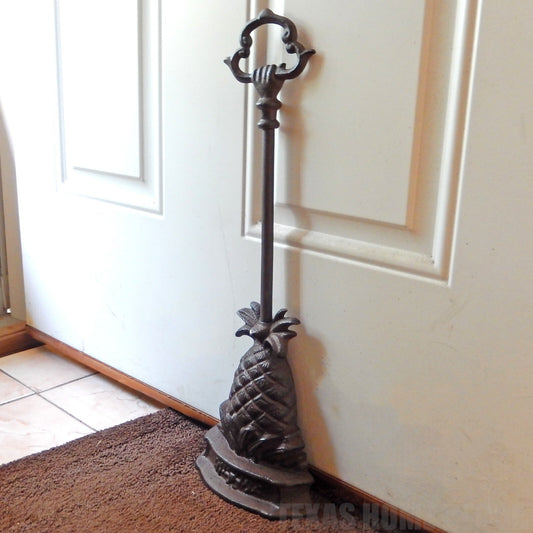 Pineapple Doorstop Porter with Handle Heavy Duty Cast Iron Antique Style Brown