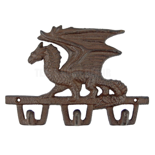 Dragon Wall Hook Cast Iron Key Rack Hanger Medieval Mythical Fantasy Creature