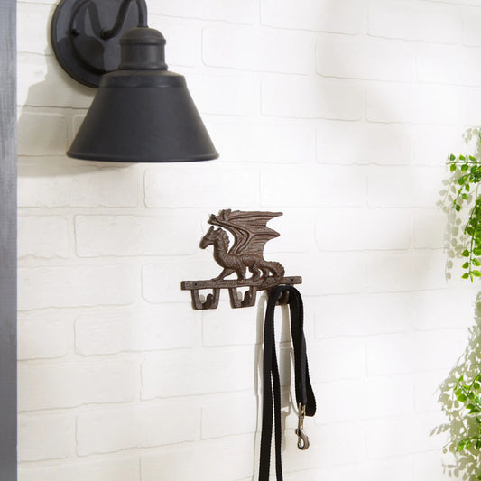 Dragon Wall Hook Cast Iron Key Rack Hanger Medieval Mythical Fantasy Creature