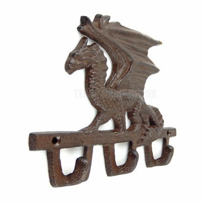 Dragon Wall Hook Cast Iron Key Rack Hanger Medieval Mythical Fantasy Creature