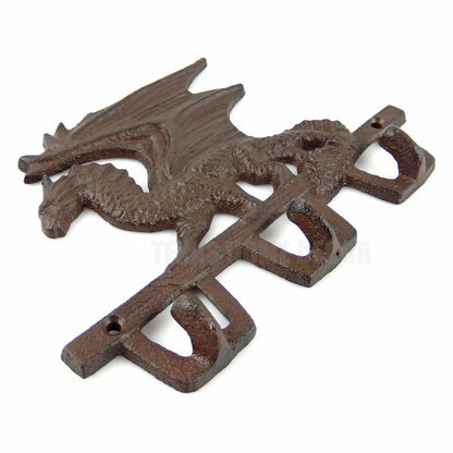 Dragon Wall Hook Cast Iron Key Rack Hanger Medieval Mythical Fantasy Creature
