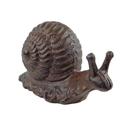 Cast Iron Garden Snail Shelf Decor Figurine Heavy Duty Rustic Antique Brown 6 in