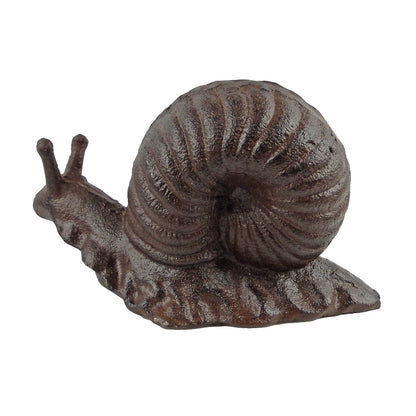 Cast Iron Garden Snail Shelf Decor Figurine Heavy Duty Rustic Antique Brown 6 in