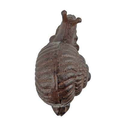 Cast Iron Garden Snail Shelf Decor Figurine Heavy Duty Rustic Antique Brown 6 in