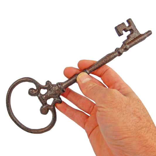 Brown Cast Iron Decorative Skeleton Jailer's Key Shelf or Wall Decor 9.5 inch