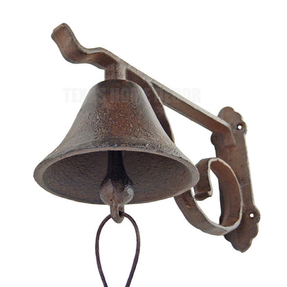 Farmhouse Dinner Bell Scrolls Cast Iron Wall Mount Rustic Brown Country Western