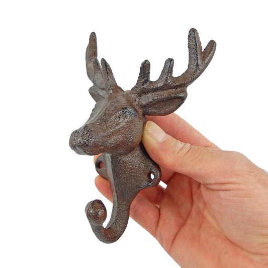 Deer Antler Cast Iron Wall Hook Key Towel Coat Hanger Rustic Cabin & Lodge Decor