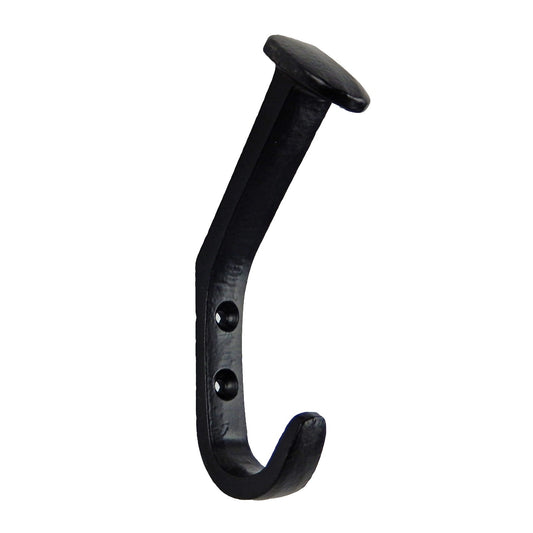 Black Cast Iron Railroad Spike Style Double Wall Hook Key Towel Coat Hanger 5 in