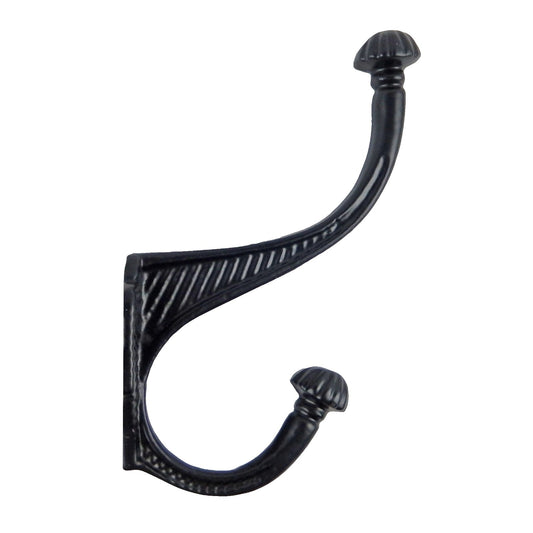 Fancy Black Cast Iron Double Wall Hook Behind Door Key Towel Coat Hanger 6 inch