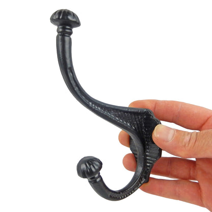 Fancy Black Cast Iron Double Wall Hook Behind Door Key Towel Coat Hanger 6 inch