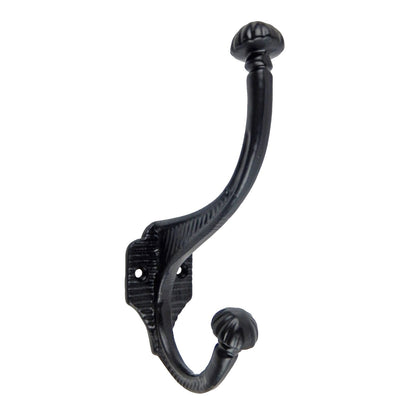Fancy Black Cast Iron Double Wall Hook Behind Door Key Towel Coat Hanger 6 inch