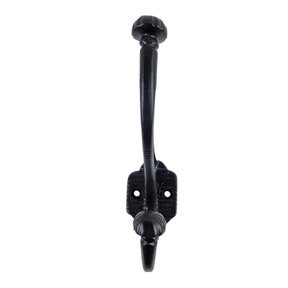 Fancy Black Cast Iron Double Wall Hook Behind Door Key Towel Coat Hanger 6 inch