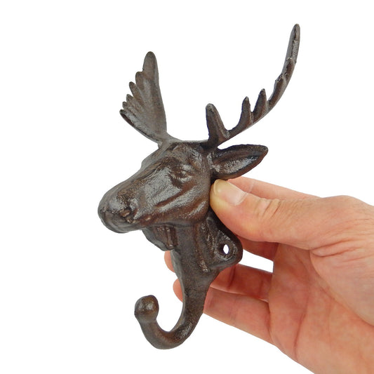 Cast Iron Moose Head Wall Hook Key Towel Coat Hanger Rustic Cabin & Lodge Decor