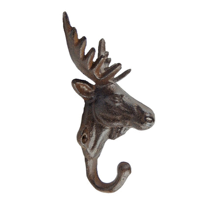Cast Iron Moose Head Wall Hook Key Towel Coat Hanger Rustic Cabin & Lodge Decor