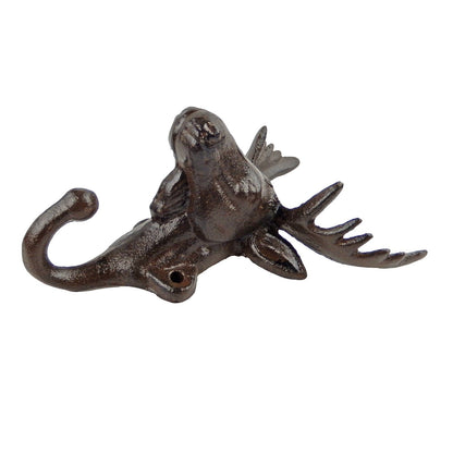 Cast Iron Moose Head Wall Hook Key Towel Coat Hanger Rustic Cabin & Lodge Decor
