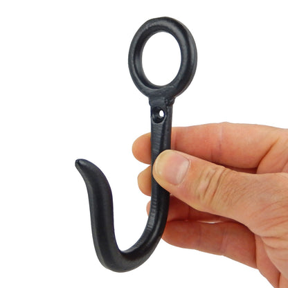 Matte Black Metal Fishing Eye Wall Hook Key Towel Coat Dog Leash Hanger 5 inch