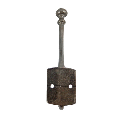 Gray Oil Rubbed Raw Cast Iron Fancy Double Wall Hook Hat Coat Towel Hanger 6 in