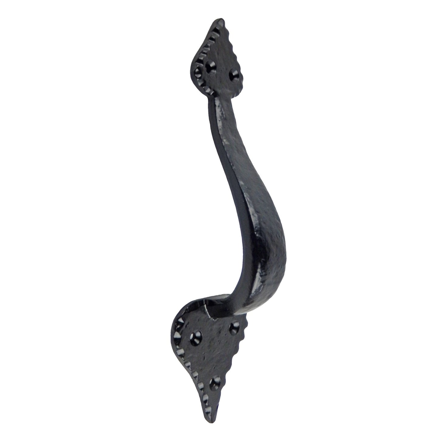 Large Fancy Victorian Cast Iron Door Handle Pull Black Powder Coated 10 inch