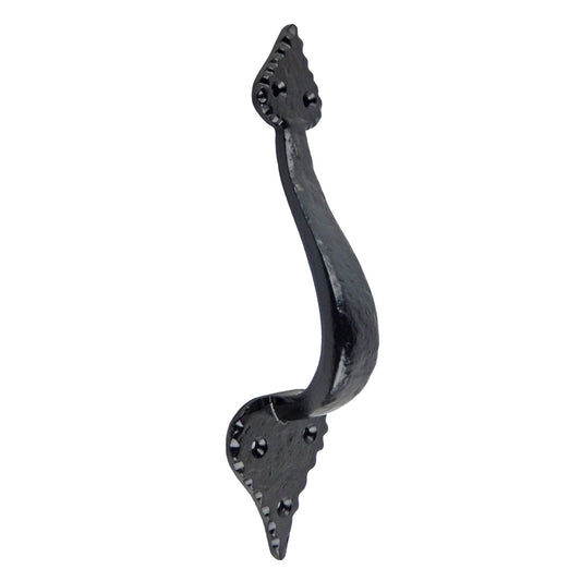 Large Fancy Victorian Cast Iron Door Handle Pull Black Powder Coated 10 inch
