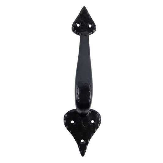 Large Fancy Victorian Cast Iron Door Handle Pull Black Powder Coated 10 inch