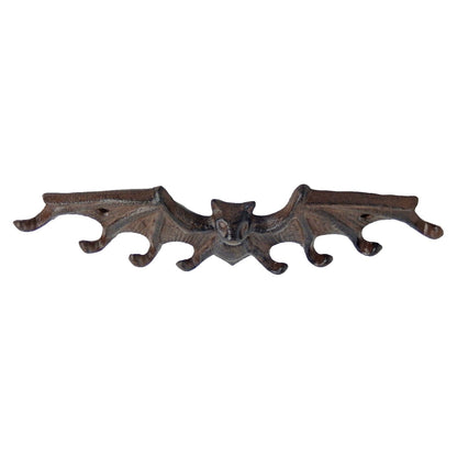 Cast Iron Halloween Bat Wall Hook Key Rack Hanger Rustic Brown 8 Keys Capacity