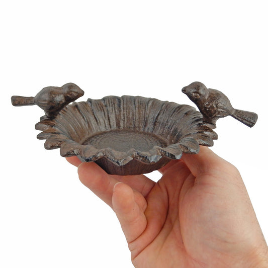 Small Cast Iron Sunflower Perched Birds Feeder Free Standing Garden Porch Decor