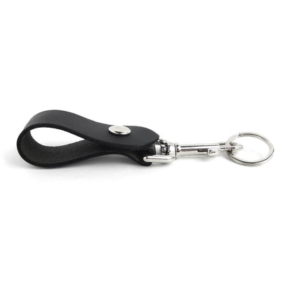Genuine Black Leather Keychain Ring Belt Strap Loop Trigger Hook  Made in USA