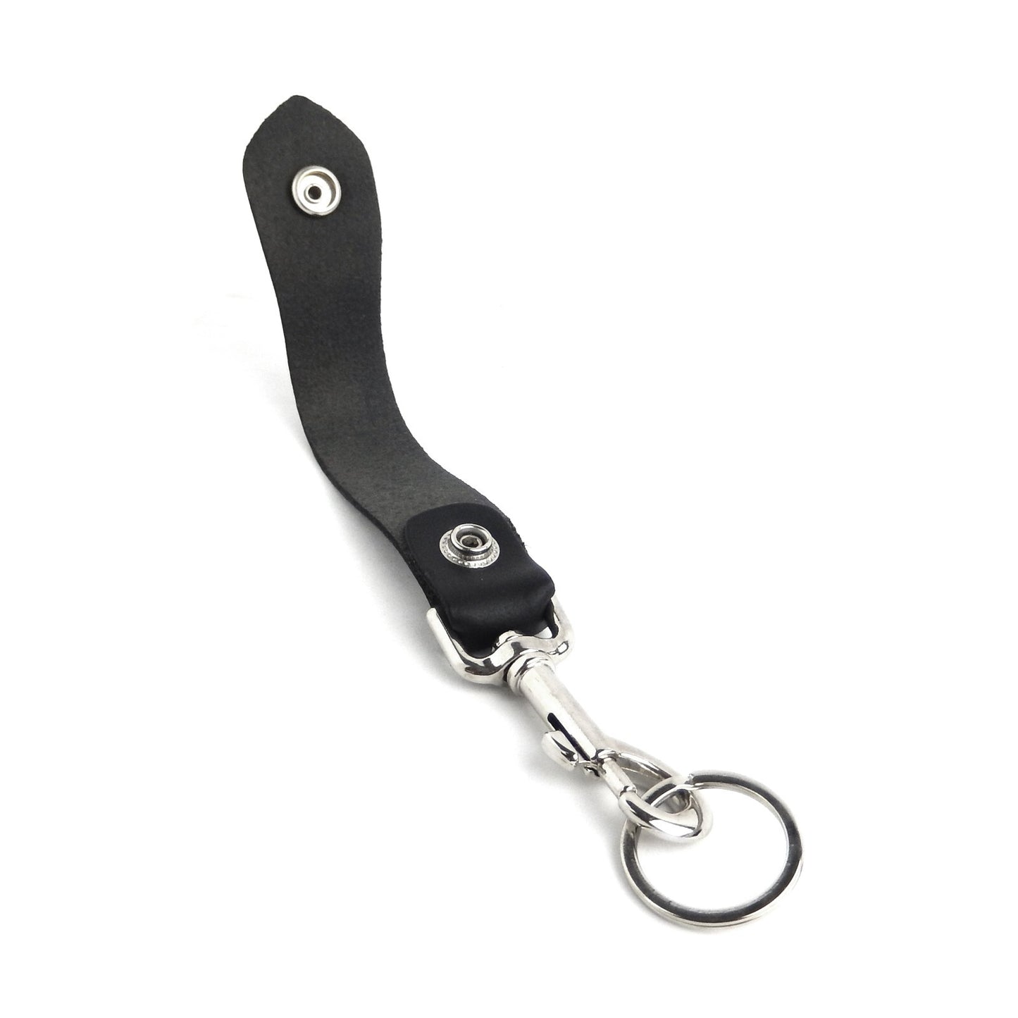 Genuine Black Leather Keychain Ring Belt Strap Loop Trigger Hook  Made in USA