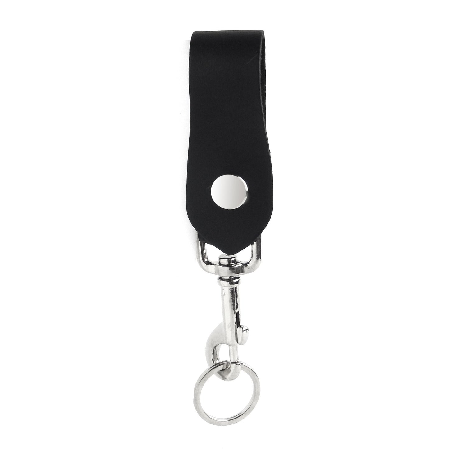 Genuine Black Leather Keychain Ring Belt Strap Loop Trigger Hook  Made in USA