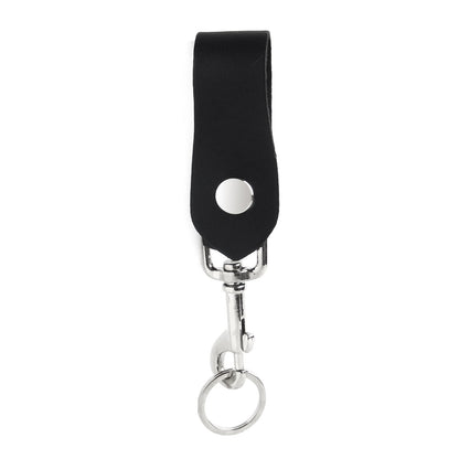Genuine Black Leather Keychain Ring Belt Strap Loop Trigger Hook  Made in USA