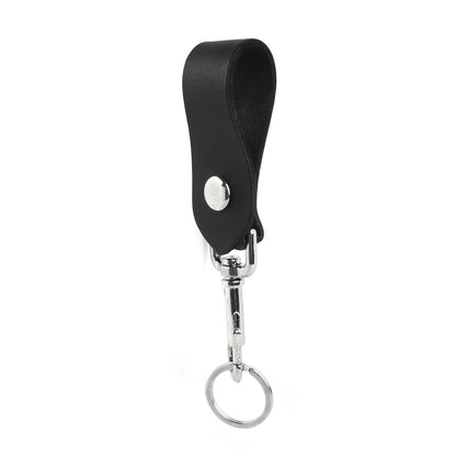 Genuine Black Leather Keychain Ring Belt Strap Loop Trigger Hook  Made in USA